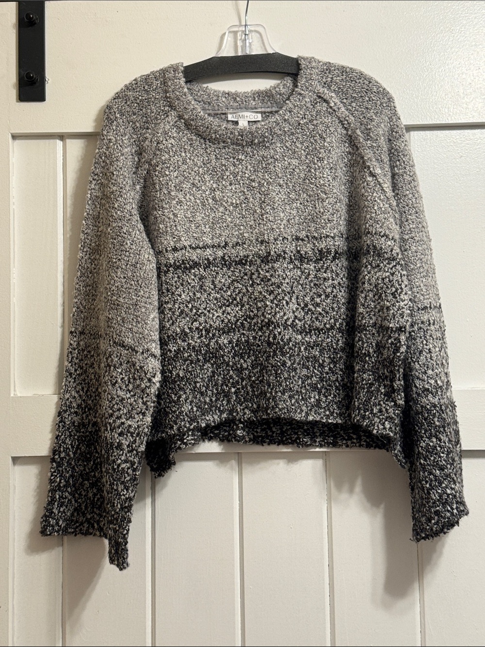 AEM + CO Gray Ombre Bouclé Crewneck Sweater